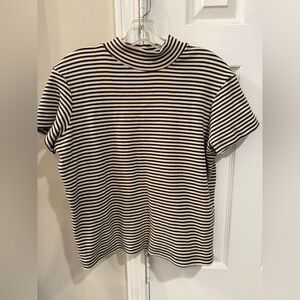 White Stag Black and Tan Striped mock Turtleneck